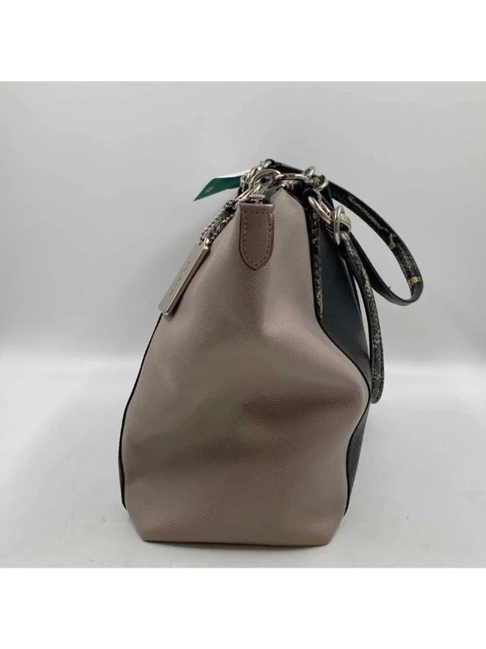 Coach Black Taupe Leather Luxury Colorblock Purse Snakeskin